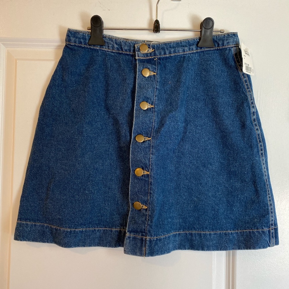 American Apparel denim button front A-line skirt